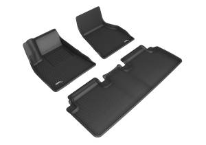 3D MAXpider - 3D MAXpider Custom Fit KAGU Floor Mat (BLACK) Compatible with TESLA MODEL S 2015-2019 - Full Set