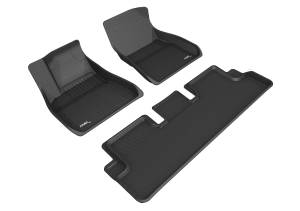 3D MAXpider - 3D MAXpider Custom Fit KAGU Floor Mat (BLACK) Compatible with TESLA MODEL 3 2020-2021 - Full Set