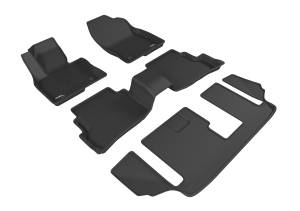 3D MAXpider - 3D MAXpider Custom Fit KAGU Floor Mat (BLACK) Compatible with MAZDA CX-9 7-SEATS 2016-2023 - Full Set