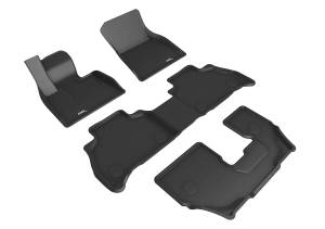 3D MAXpider - 3D MAXpider KAGU Floor Mat (BLACK) compatible with BMW X7 (G07) 7-PASSENGER 2019-2024 - Full Set