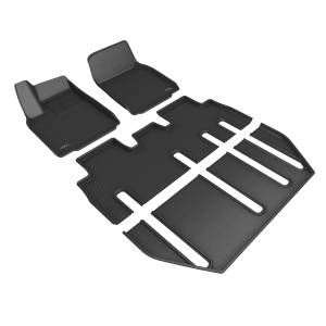 3D MAXpider - 3D MAXpider KAGU Floor Mat (BLACK) compatible with TESLA MODEL X 7-SEAT 2022-2024 - Full Set