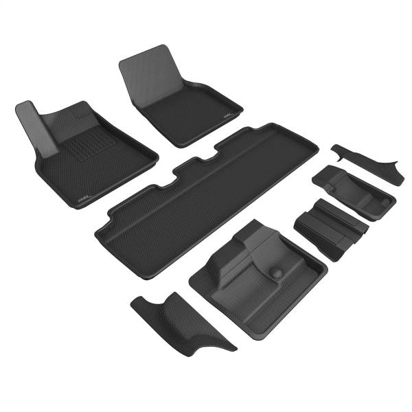 3D MAXpider - 3D MAXpider KAGU Floor Mat (BLACK) compatible with TESLA MODEL Y 2021-2023 - Full Set