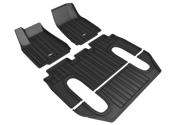 3D MAXpider - 3D MAXpider ELITECT Floor Mat (BLACK) compatible with TESLA MODEL X 6-SEAT 2016-2021 - Full Set