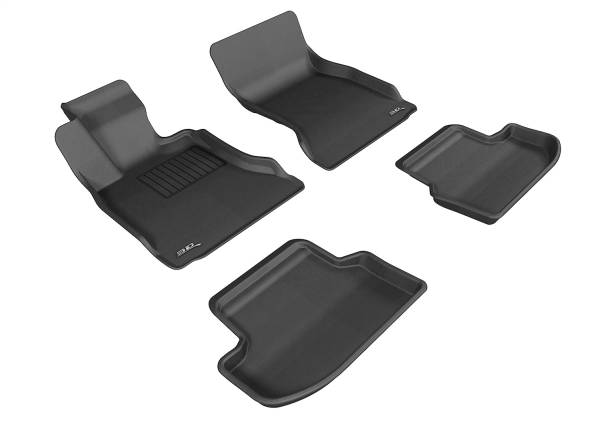 3D MAXpider - 3D MAXpider KAGU Floor Mat (BLACK) compatible with BMW 5 SERIES SEDAN (F10) RWD 2015-2016 - Full Set