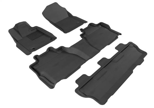 3D MAXpider - 3D MAXpider KAGU Floor Mat (BLACK) compatible with TOYOTA SEQUOIA 2012-2021 - Full Set