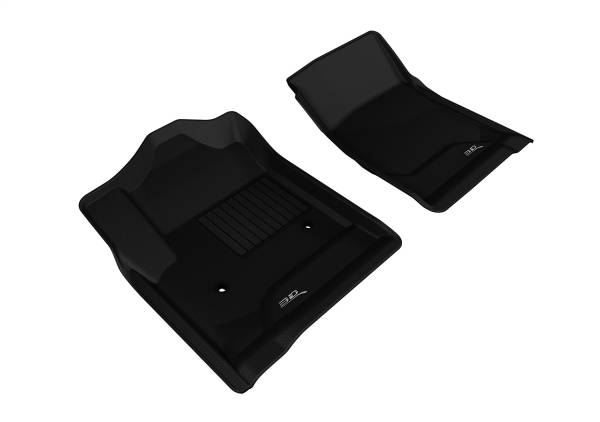 3D MAXpider - 3D MAXpider KAGU Floor Mat (BLACK) compatible with CHEVROLET/GMC SILVERADO/SIERRA REGULAR CAB 2014-2018 - Front Row