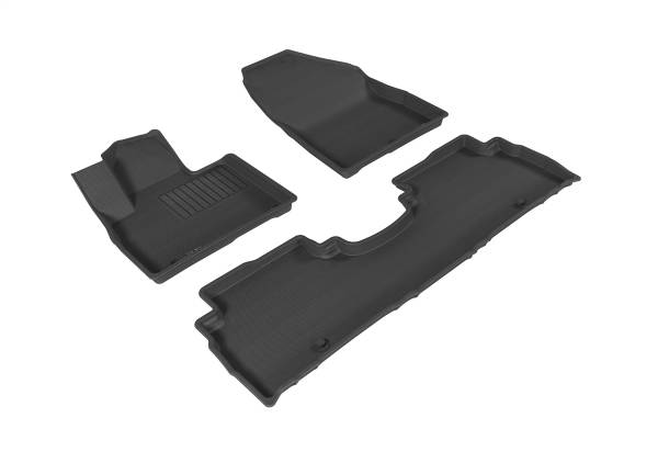 3D MAXpider - 3D MAXpider KAGU Floor Mat (BLACK) compatible with KIA SORENTO 5-SEAT 2016-2020 - Full Set