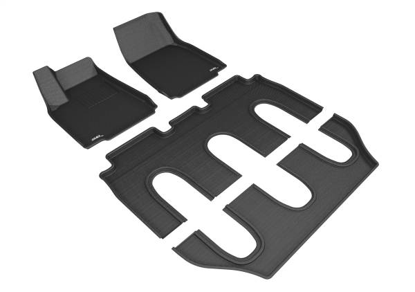 3D MAXpider - 3D MAXpider KAGU Floor Mat (BLACK) compatible with TESLA MODEL X NON-FOLDING 7-SEAT 2016-2017 - Full Set
