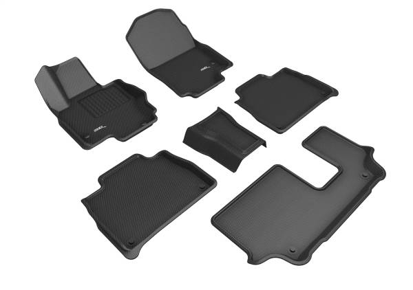 3D MAXpider - 3D MAXpider KAGU Floor Mat (BLACK) compatible with MERCEDES-BENZ GLE 7-SEAT SUV(W167) 2020-2024 - Full Set