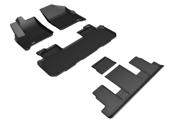 3D MAXpider - 3D MAXpider KAGU Floor Mat (BLACK) compatible with CHEVROLET TRAVERSE 2018-2023 - Full Set