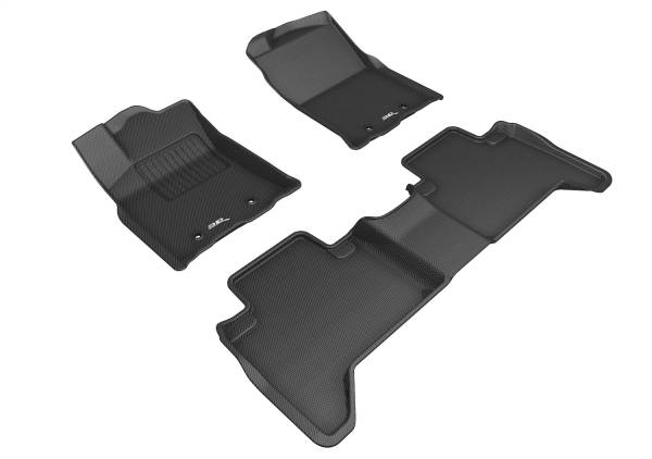 3D MAXpider - 3D MAXpider KAGU Floor Mat (BLACK) compatible with TOYOTA TACOMA DOUBLE CAB 2018-2023 - Full Set
