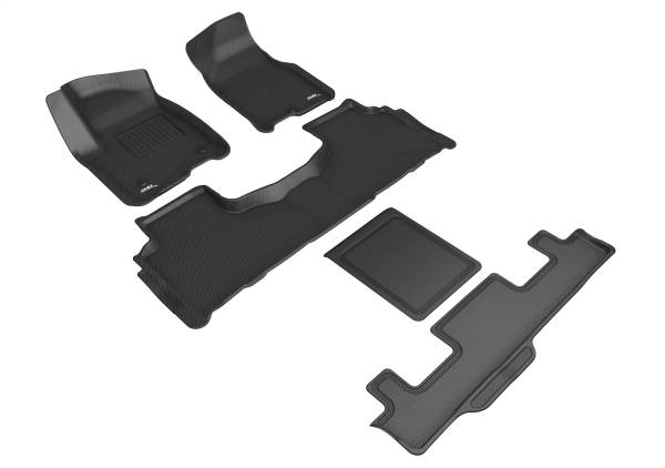 3D MAXpider - 3D MAXpider KAGU Floor Mat (BLACK) compatible with CHEVROLET/GMC/CADILLAC TAHOE / YUKON / ESCALADE 2021-2024 - Full Set