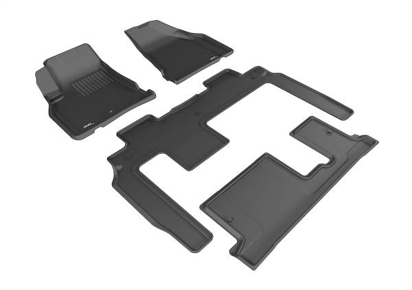 3D MAXpider - 3D MAXpider KAGU Floor Mat (BLACK) compatible with CHEVROLET TRAVERSE 2009-2017 - Full Set