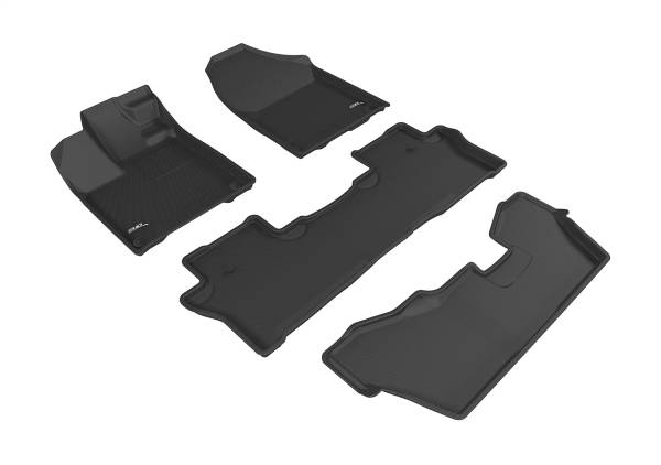 3D MAXpider - 3D MAXpider KAGU Floor Mat (BLACK) compatible with HONDA PILOT 8-PASSENGER 2016-2022 - Full Set