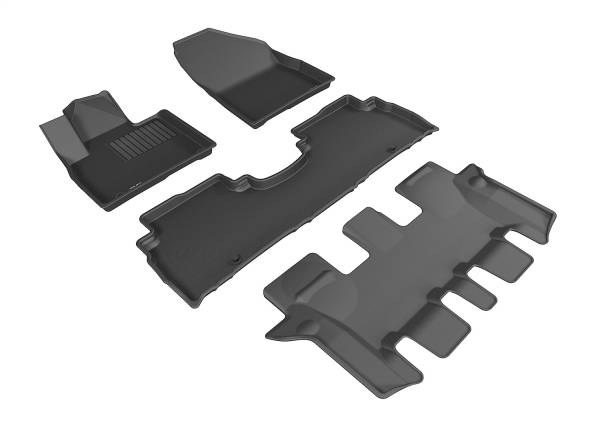 3D MAXpider - 3D MAXpider KAGU Floor Mat (BLACK) compatible with KIA SORENTO 7-SEAT 2016-2020 - Full Set