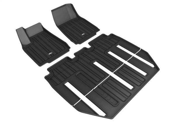3D MAXpider - 3D MAXpider ELITECT Floor Mat (BLACK) compatible with TESLA MODEL X FOLDING 7-SEAT 2017-2021 - Full Set