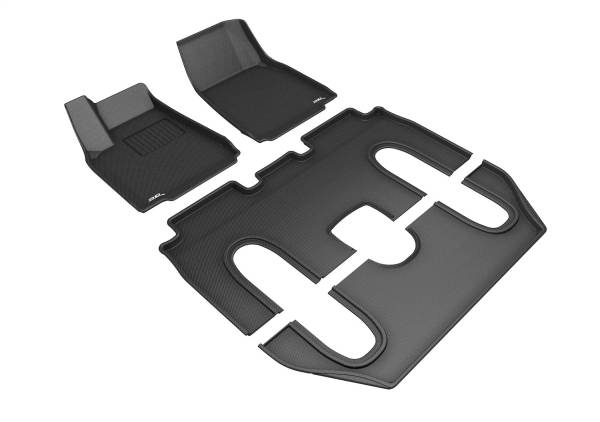 3D MAXpider - 3D MAXpider KAGU Floor Mat (BLACK) compatible with TESLA MODEL X 6-SEAT W/R2 CONSOLE 2016-2018 - Full Set