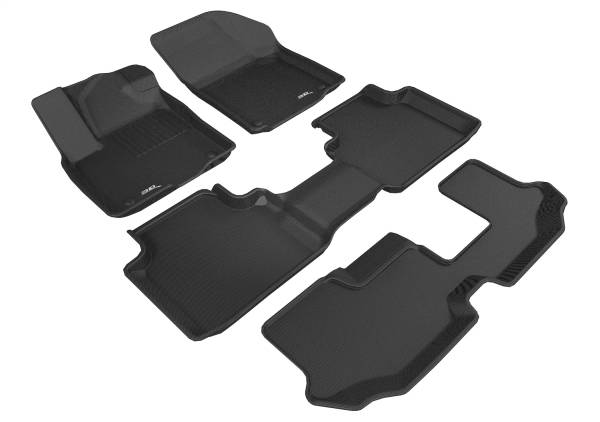 3D MAXpider - 3D MAXpider KAGU Floor Mat (BLACK) compatible with VOLKSWAGEN ATLAS 2018-2024 - Full Set