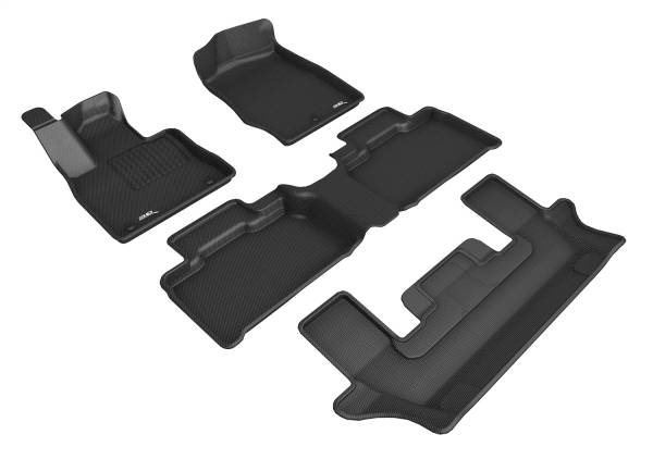 3D MAXpider - 3D MAXpider KAGU Floor Mat (BLACK) compatible with FORD EXPLORER 2020-2024 - Full Set