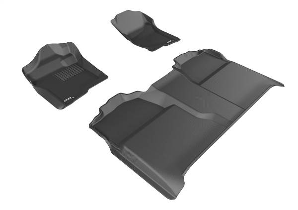 3D MAXpider - 3D MAXpider KAGU Floor Mat (BLACK) compatible with GMC SIERRA 1500 2500 3500 CREW CAB 2007-2013 - Full Set