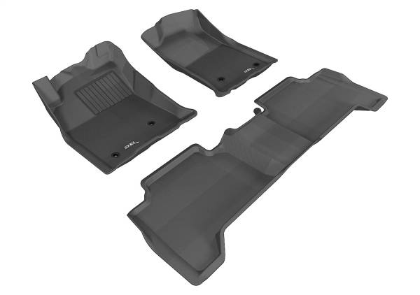 3D MAXpider - 3D MAXpider KAGU Floor Mat (BLACK) compatible with TOYOTA TACOMA DOUBLE CAB 2005-2011 - Full Set