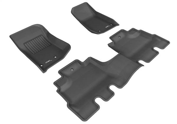 3D MAXpider - 3D MAXpider KAGU Floor Mat (BLACK) compatible with JEEP WRANGLER JK UNLIMITED 2014-2018 - Full Set