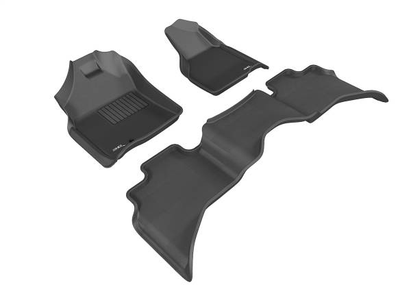 3D MAXpider - 3D MAXpider KAGU Floor Mat (BLACK) compatible with DODGE RAM 1500 QUAD CAB 2009-2012 - Full Set