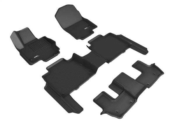 3D MAXpider - 3D MAXpider KAGU Floor Mat (BLACK) compatible with MERCEDES-BENZ GLS (X167) W/REAR SEAT PKG 2021-2024 - Full Set