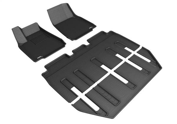 3D MAXpider - 3D MAXpider KAGU Floor Mat (BLACK) compatible with TESLA MODEL X FOLDING 7-SEAT 2017-2021 - Full Set