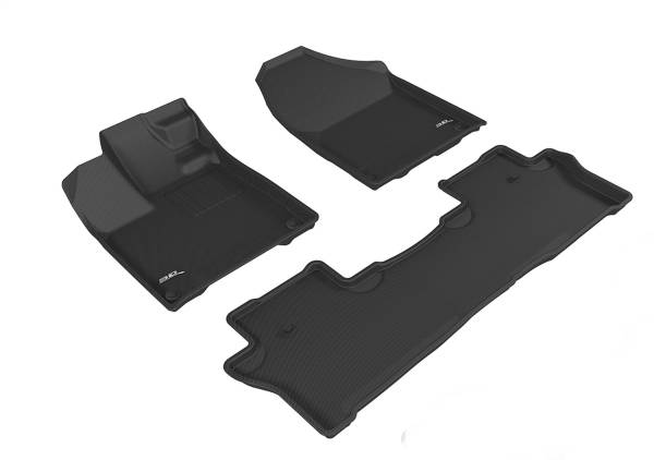 3D MAXpider - 3D MAXpider KAGU Floor Mat (BLACK) compatible with HONDA PASSPORT 2016-2024 - Full Set