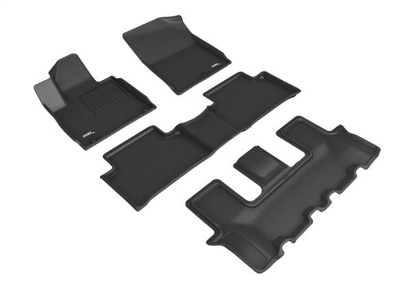 3D MAXpider - 3D MAXpider KAGU Floor Mat (BLACK) compatible with KIA SORENTO 2021-2023 - Full Set