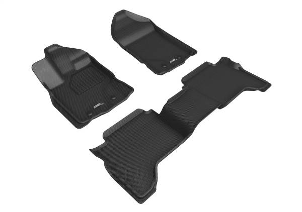 3D MAXpider - 3D MAXpider KAGU Floor Mat (BLACK) compatible with FORD RANGER SUPERCREW 2019-2023 - Full Set