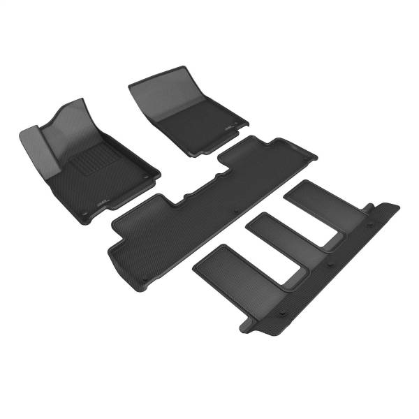 3D MAXpider - 3D MAXpider KAGU Floor Mat (BLACK) compatible with RIVIAN R1S 2022-2023 - Full Set