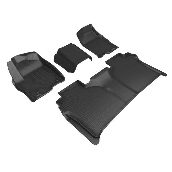 3D MAXpider - 3D MAXpider KAGU Floor Mat (BLACK) compatible with CHEVROLET SILVERADO CREW CAB 2019-2024 - Full Set
