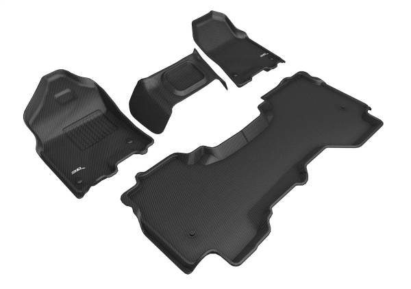 3D MAXpider - 3D MAXpider KAGU Floor Mat (BLACK) compatible with DODGE RAM 1500 QUAD CAB 2019-2024 - Full Set