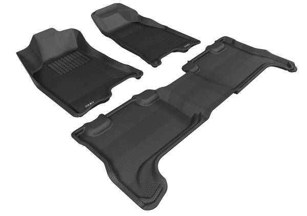 3D MAXpider - 3D MAXpider KAGU Floor Mat (BLACK) compatible with CHEVROLET/GMC COLORADO/CANYON CREW CAB 2004-2012 - Full Set