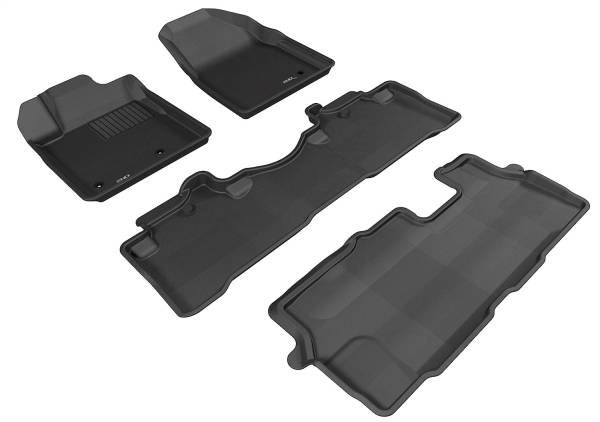 3D MAXpider - 3D MAXpider KAGU Floor Mat (BLACK) compatible with HONDA PILOT 2009-2015 - Full Set