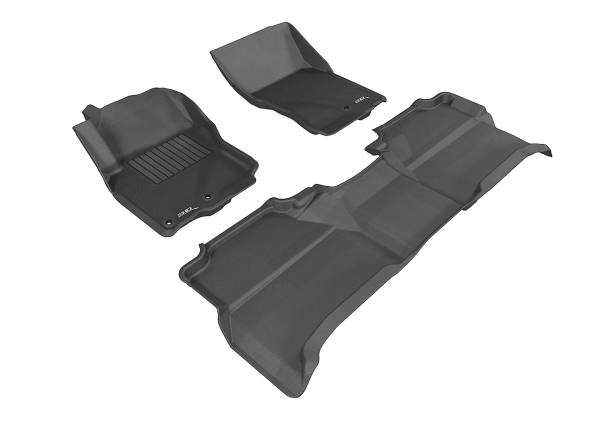 3D MAXpider - 3D MAXpider KAGU Floor Mat (BLACK) compatible with NISSAN FRONTIER CREW CAB 2005-2019 - Full Set