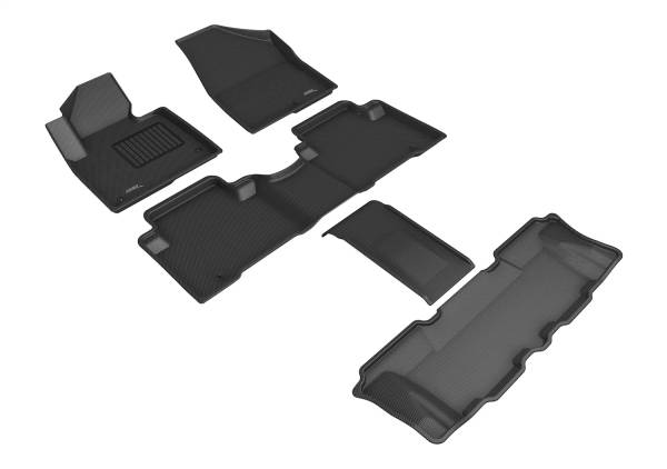 3D MAXpider - 3D MAXpider KAGU Floor Mat (BLACK) compatible with HYUNDAI SANTA FE/SANTA FE XL 2013-2019 - Full Set
