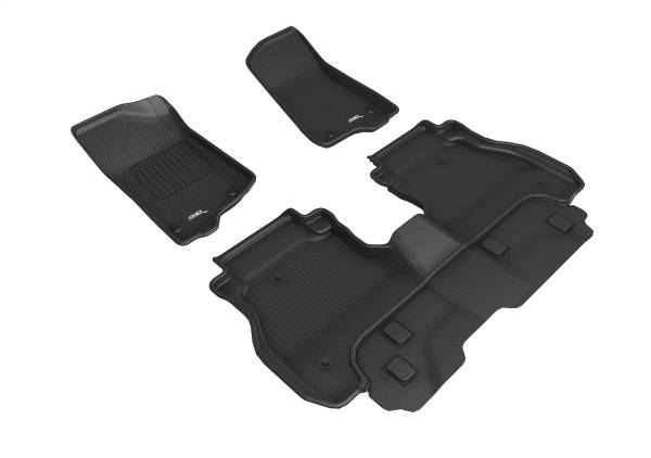 3D MAXpider - 3D MAXpider KAGU Floor Mat (BLACK) compatible with JEEP GLADIATOR JT 2020-2024 - Full Set