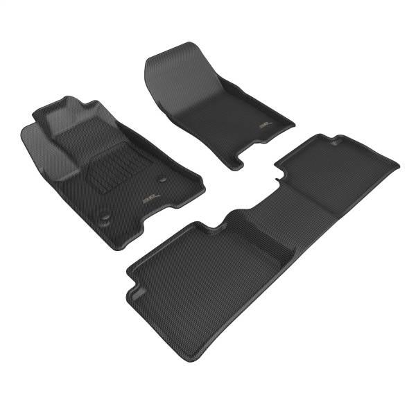 3D MAXpider - 3D MAXpider KAGU Floor Mat (BLACK) compatible with GMC CANYON CREW CAB 2023-2024 - Full Set