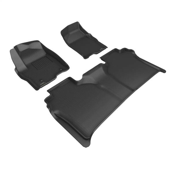 3D MAXpider - 3D MAXpider KAGU Floor Mat (BLACK) compatible with CHEVROLET SILVERADO CREW CAB 2019-2024 - Full Set