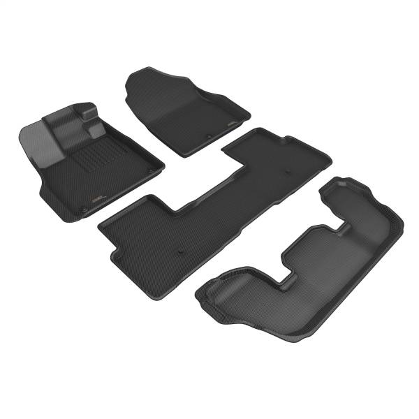 3D MAXpider - 3D MAXpider KAGU Floor Mat (BLACK) compatible with HONDA PILOT 2023-2024 - Full Set