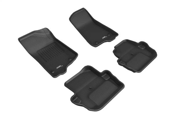 3D MAXpider - 3D MAXpider KAGU Floor Mat (BLACK) compatible with JEEP WRANGLER 2-DOOR 2018-2024 - Full Set