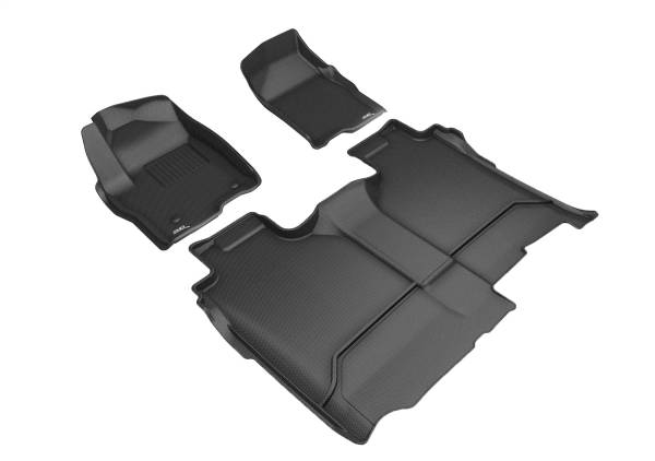 3D MAXpider - 3D MAXpider KAGU Floor Mat (BLACK) compatible with GMC/CHEVROLET SIERRA/SILVERADO 1500 CREW 2019-2024 - Full Set