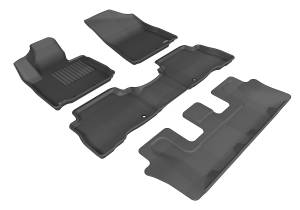 3D MAXpider - 3D MAXpider KAGU Floor Mat (BLACK) compatible with KIA SORENTO 7-SEATS 2014-2015 - Full Set - Image 1